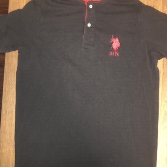 US POLO ASSN Short Sleeve Black Polo Shirt Size XL Logo Buttons Number 3 - Picture 6 of 9